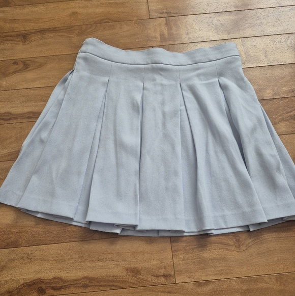 Babaton Aritzia Womens Preppy Pleated Light Blue A-Line Mini Skirt – Size 10 - Picture 6 of 6